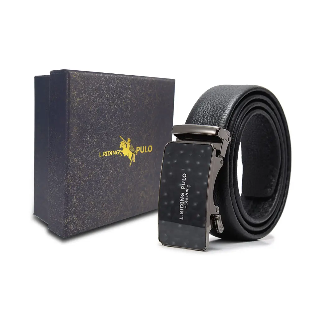 Men's Gold Buckle Genuine Leather Belt with Gift Box - Image 65