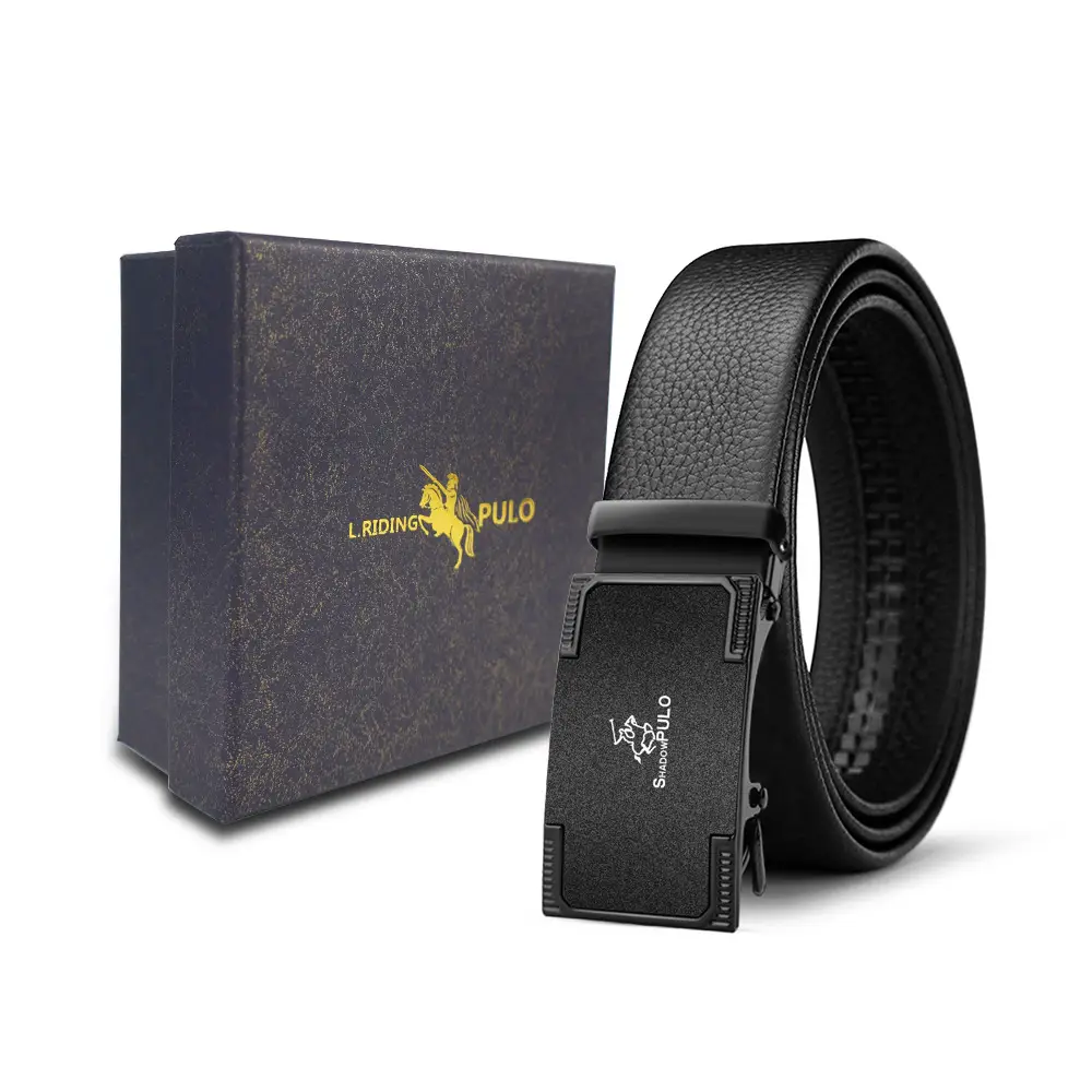 Men's Gold Buckle Genuine Leather Belt with Gift Box - Image 70