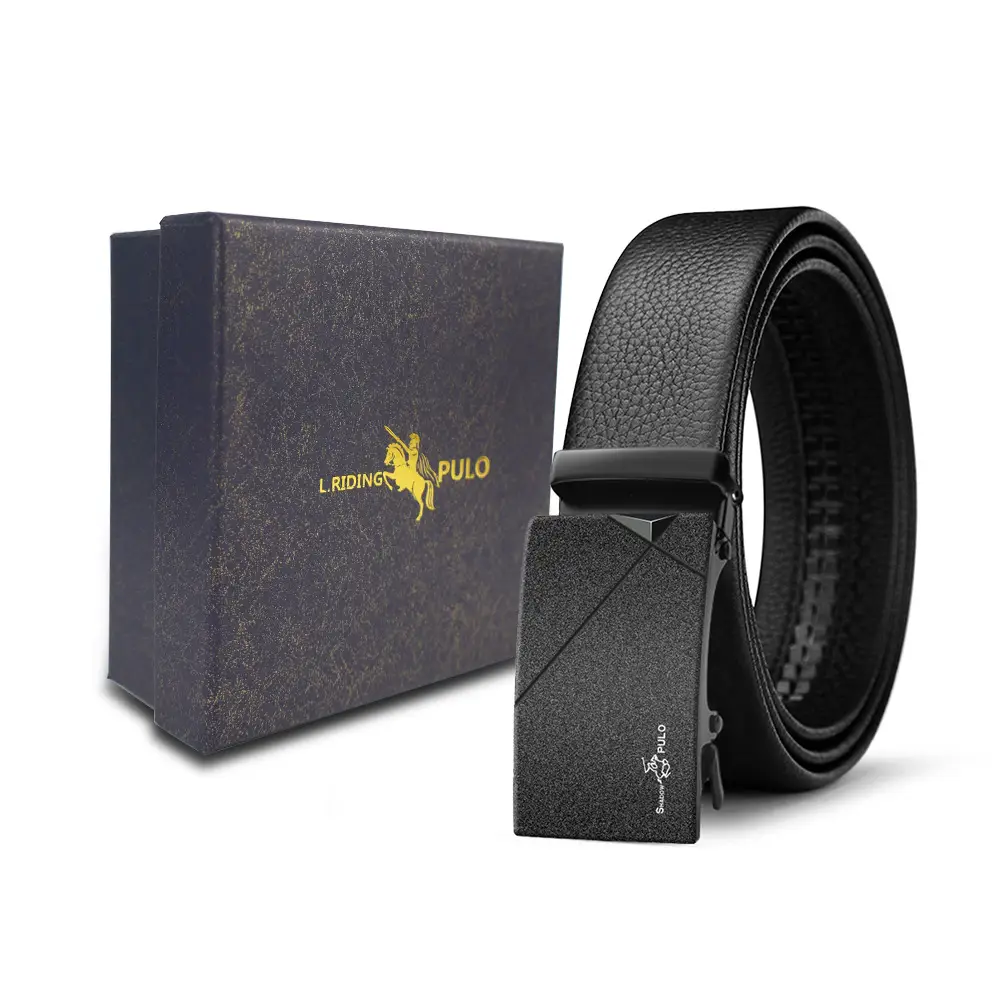 Men's Gold Buckle Genuine Leather Belt with Gift Box - Image 71