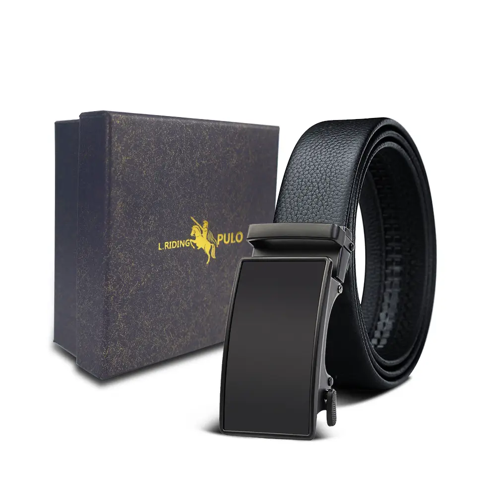 Men's Gold Buckle Genuine Leather Belt with Gift Box - Image 78