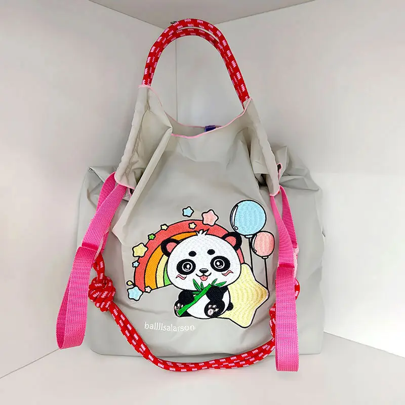 Trendy Cartoon Embroidered Canvas Tote Bag - Image 2