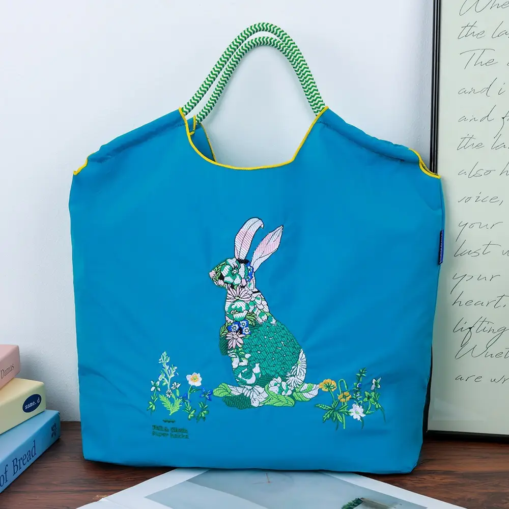 Trendy Cartoon Embroidered Canvas Tote Bag - Image 10