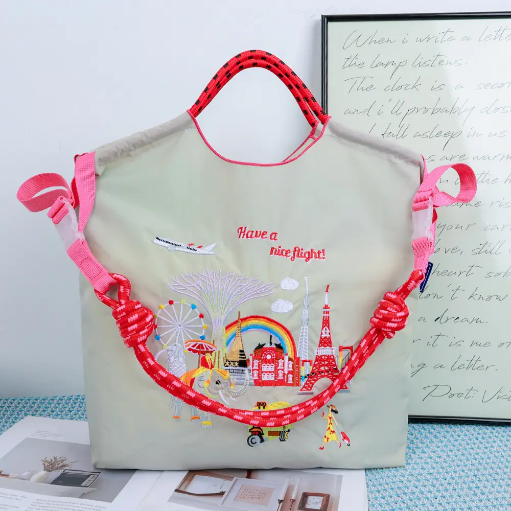 Trendy Cartoon Embroidered Canvas Tote Bag - Image 11