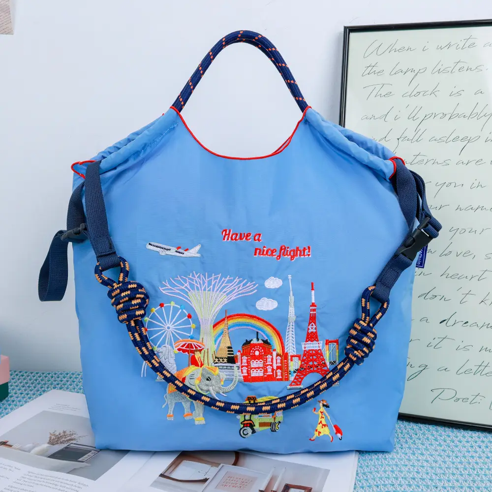 Trendy Cartoon Embroidered Canvas Tote Bag - Image 12