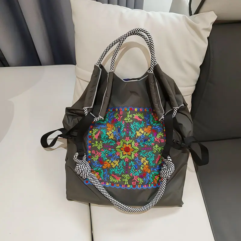 Trendy Cartoon Embroidered Canvas Tote Bag - Image 15