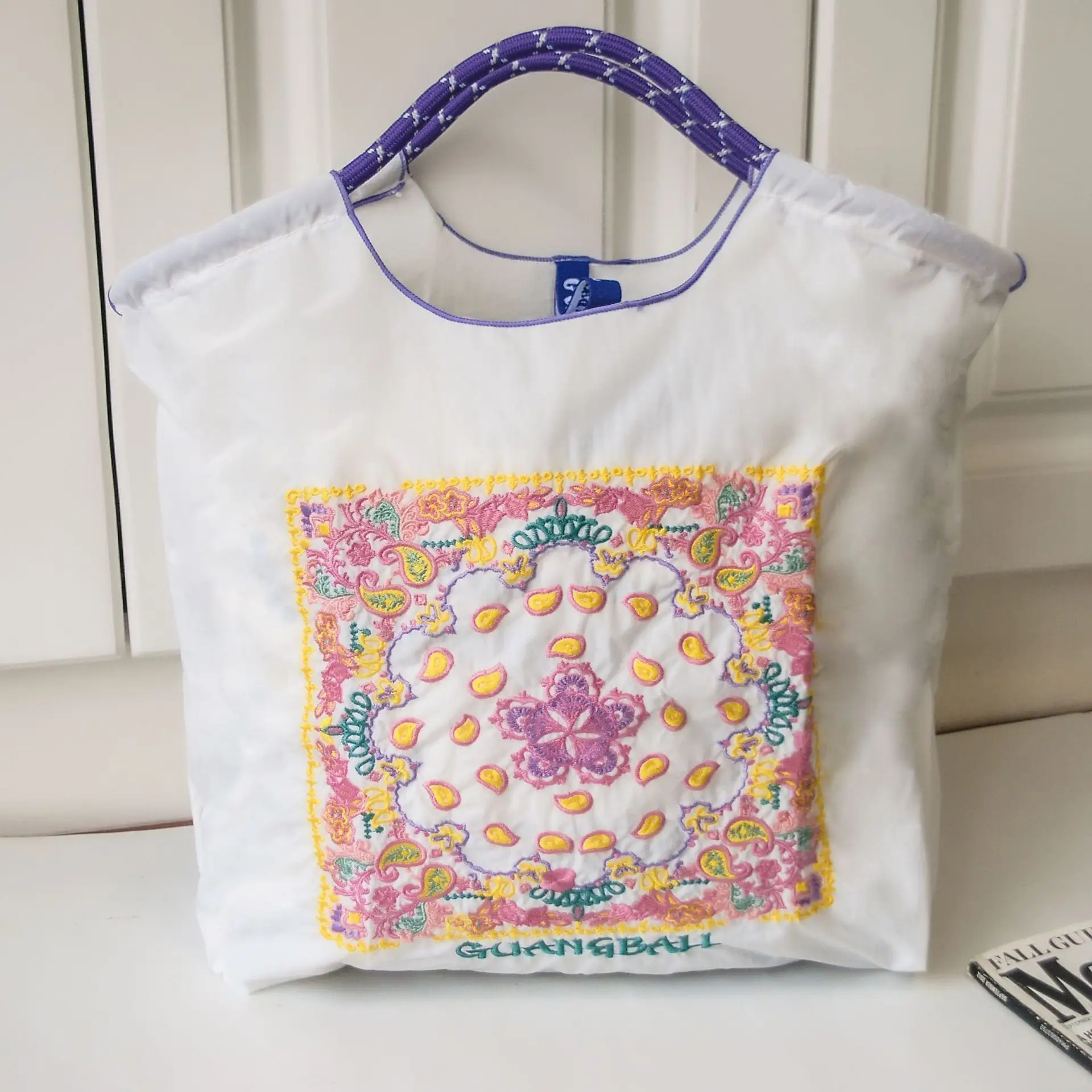 Trendy Cartoon Embroidered Canvas Tote Bag - Image 19