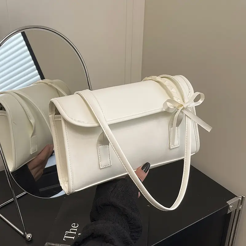 White Bow Tie Shoulder Bag for Women