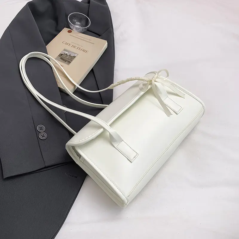 White Bow Tie Shoulder Bag for Women