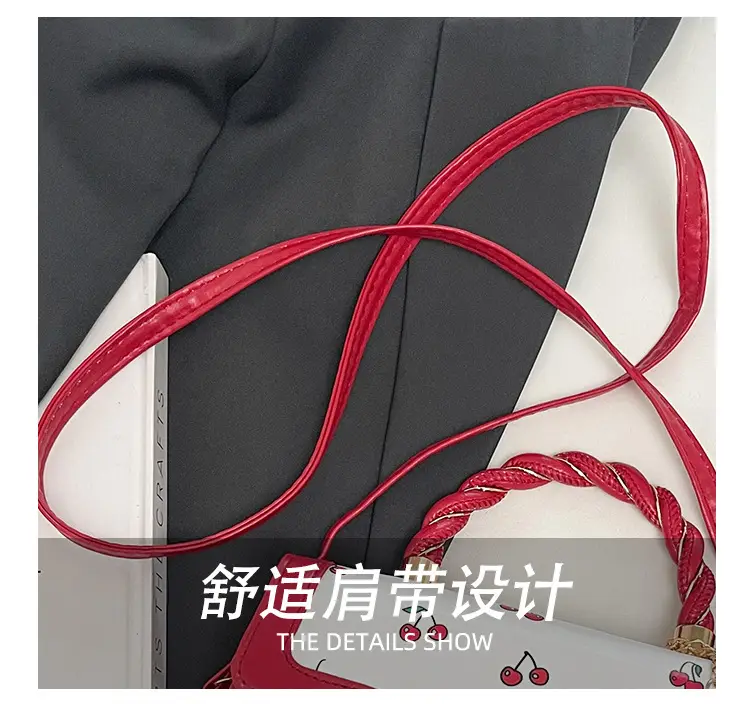 White Cherry Print Twist Bag for Women — feature 9