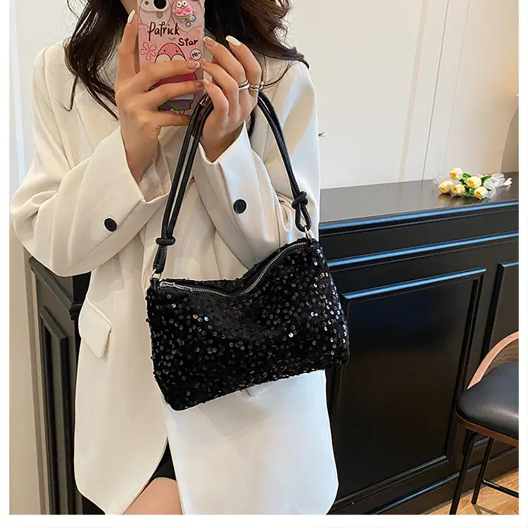 Black Sequin Shoulder Bag 2025 Women's Casual Stylish — feature 11