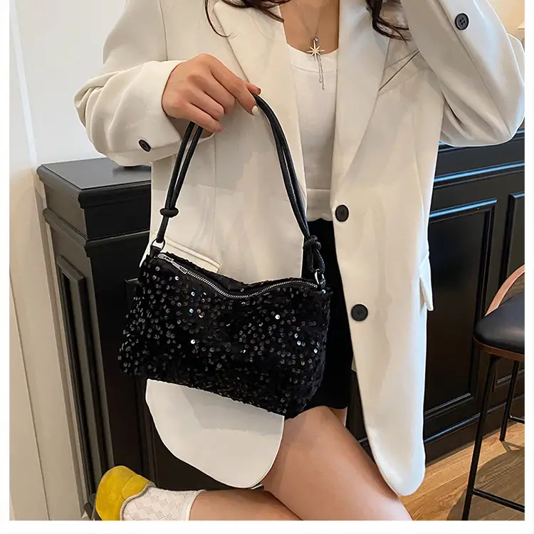 Black Sequin Shoulder Bag 2025 Women's Casual Stylish — feature 12