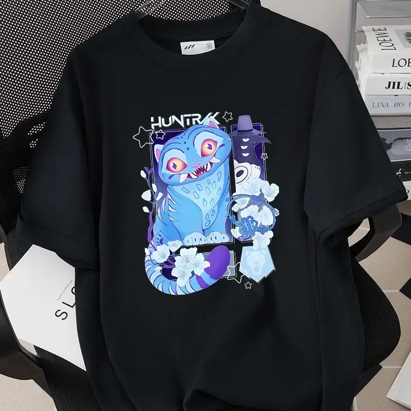Girls Hana Printed T-Shirt Black Loose Fit Casual - Image 8