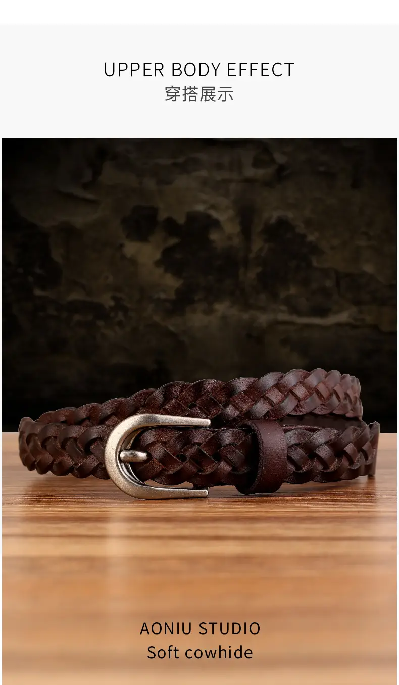 Brown Hand-Woven Women's Belt European American Fashion — feature 10