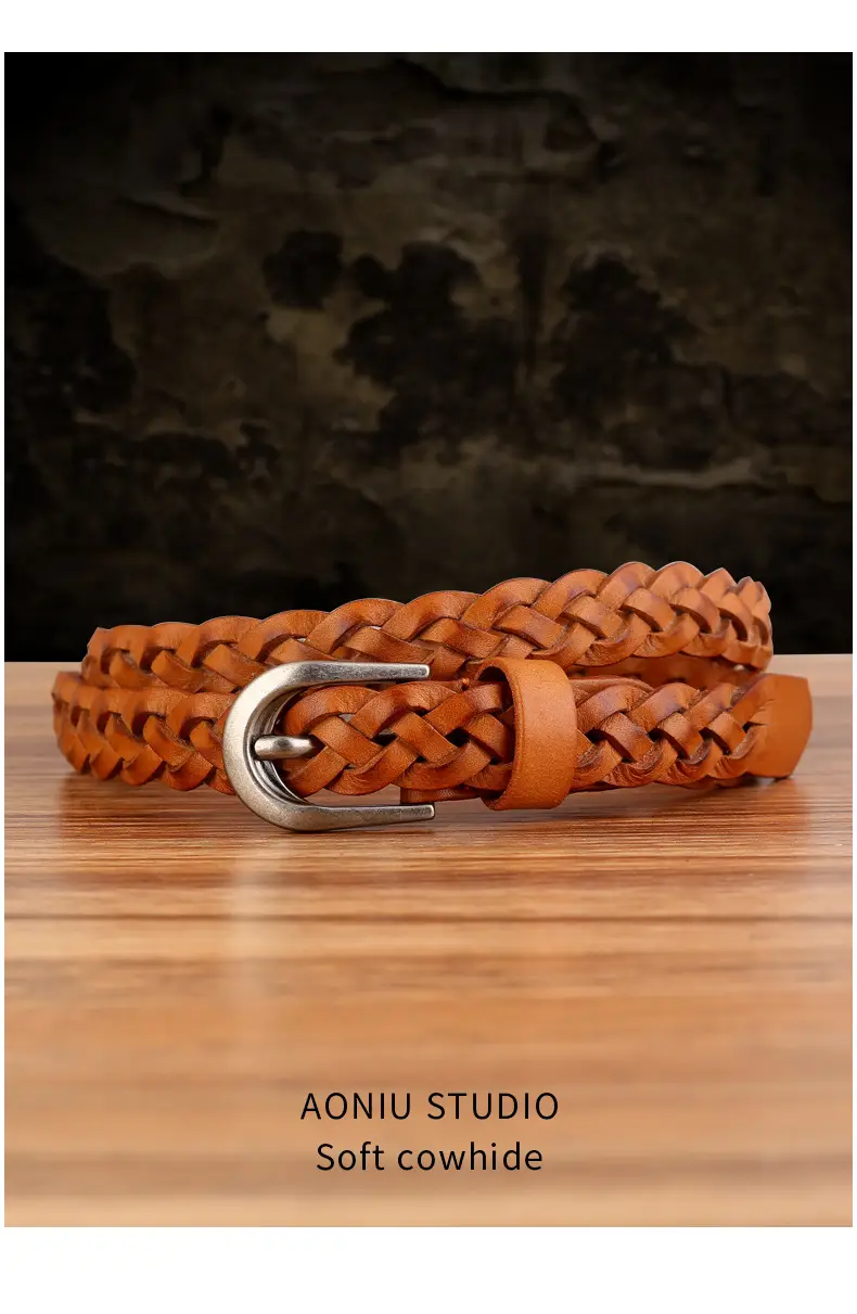 Brown Hand-Woven Women's Belt European American Fashion — feature 11