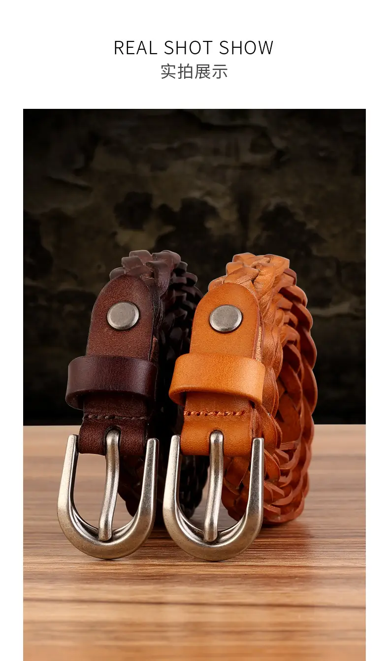 Brown Hand-Woven Women's Belt European American Fashion — feature 12