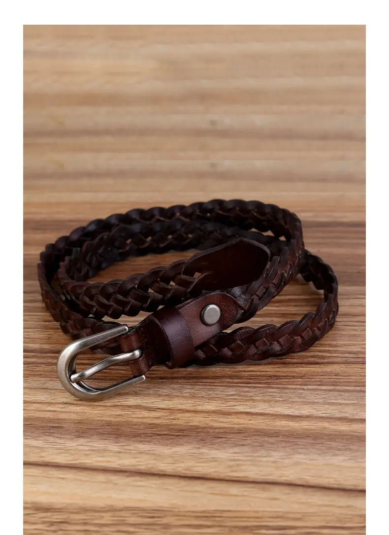 Brown Hand-Woven Women's Belt European American Fashion — feature 14