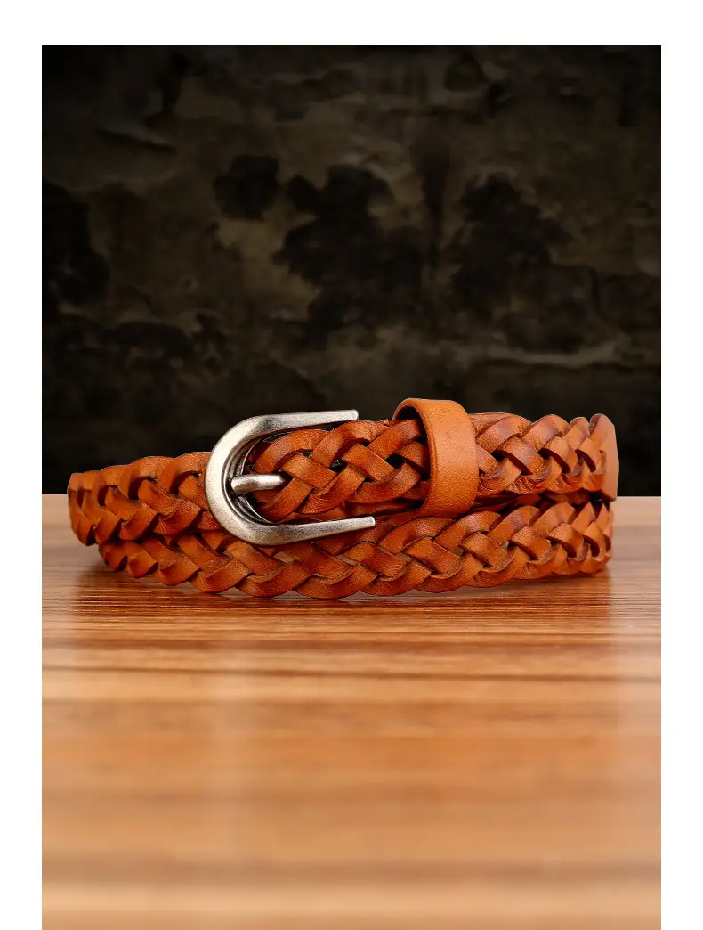 Brown Hand-Woven Women's Belt European American Fashion — feature 15