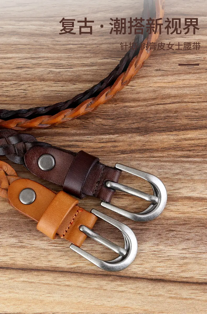 Brown Hand-Woven Women's Belt European American Fashion — feature 4