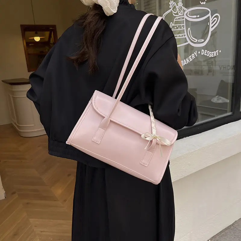 Pink Leather Shoulder Bag for Women Summer 2025 - Image 4
