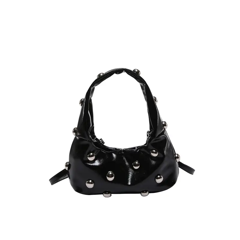 Brown Metallic Button Shoulder Bag for Women - Image 10