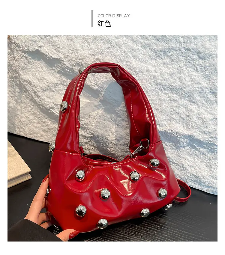 Brown Metallic Button Shoulder Bag for Women — feature 12
