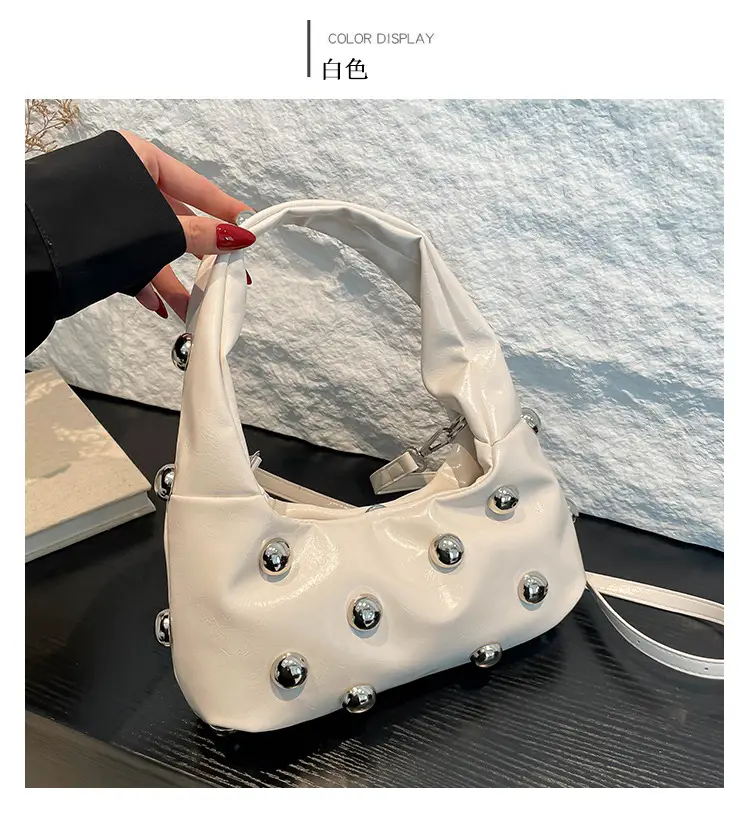 Brown Metallic Button Shoulder Bag for Women — feature 14