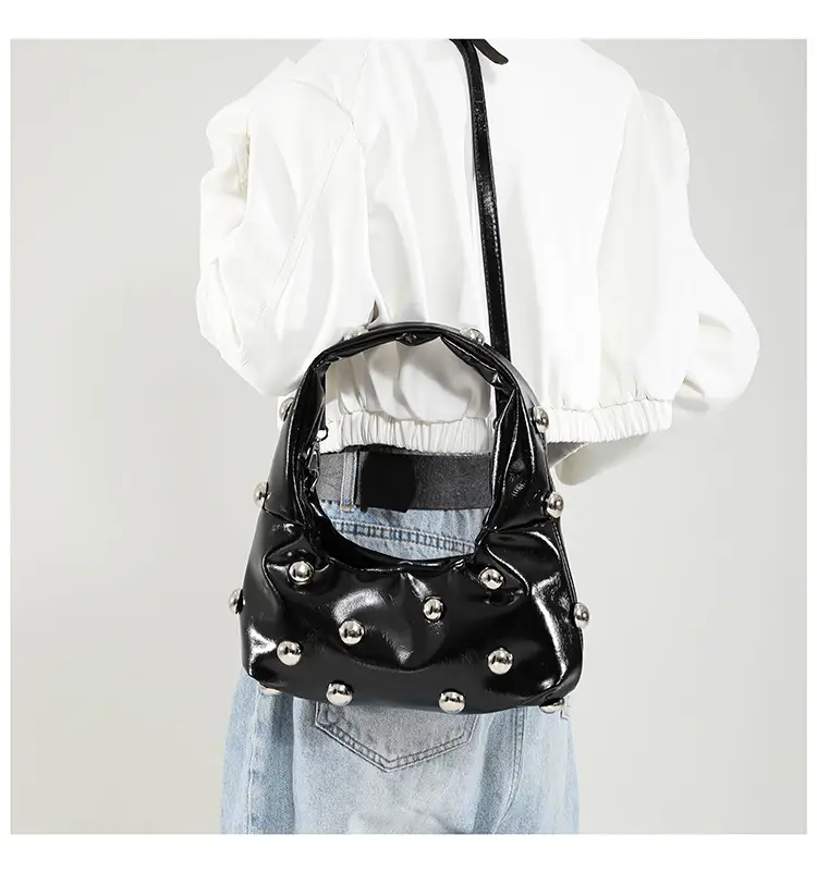 Brown Metallic Button Shoulder Bag for Women — feature 19
