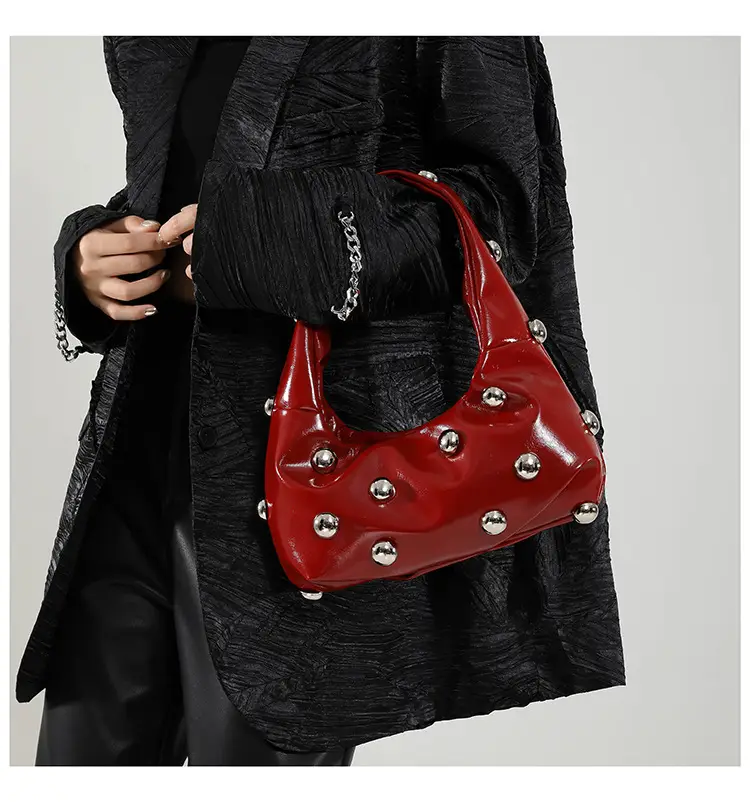 Brown Metallic Button Shoulder Bag for Women — feature 26