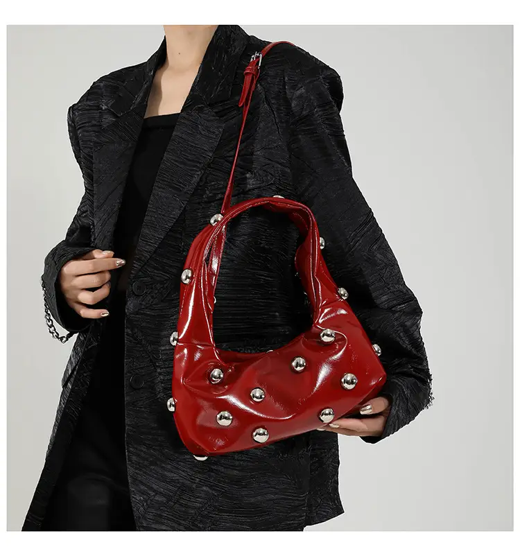Brown Metallic Button Shoulder Bag for Women — feature 29