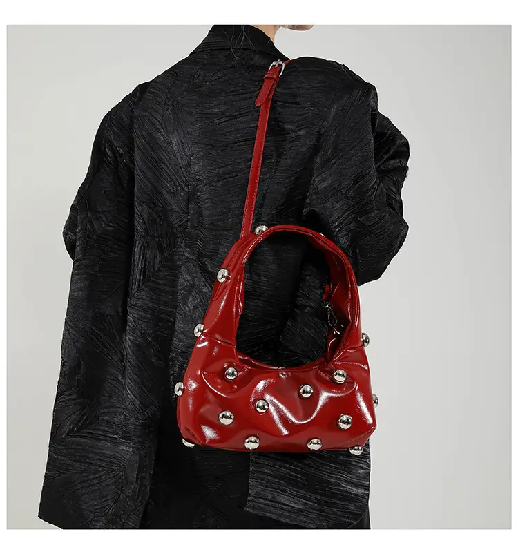 Brown Metallic Button Shoulder Bag for Women — feature 30