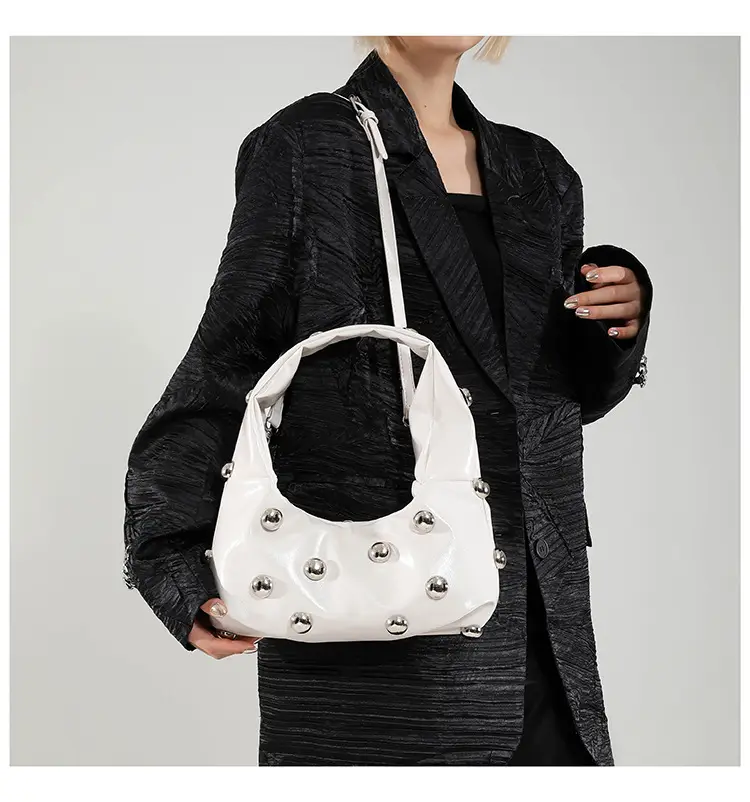 Brown Metallic Button Shoulder Bag for Women — feature 40