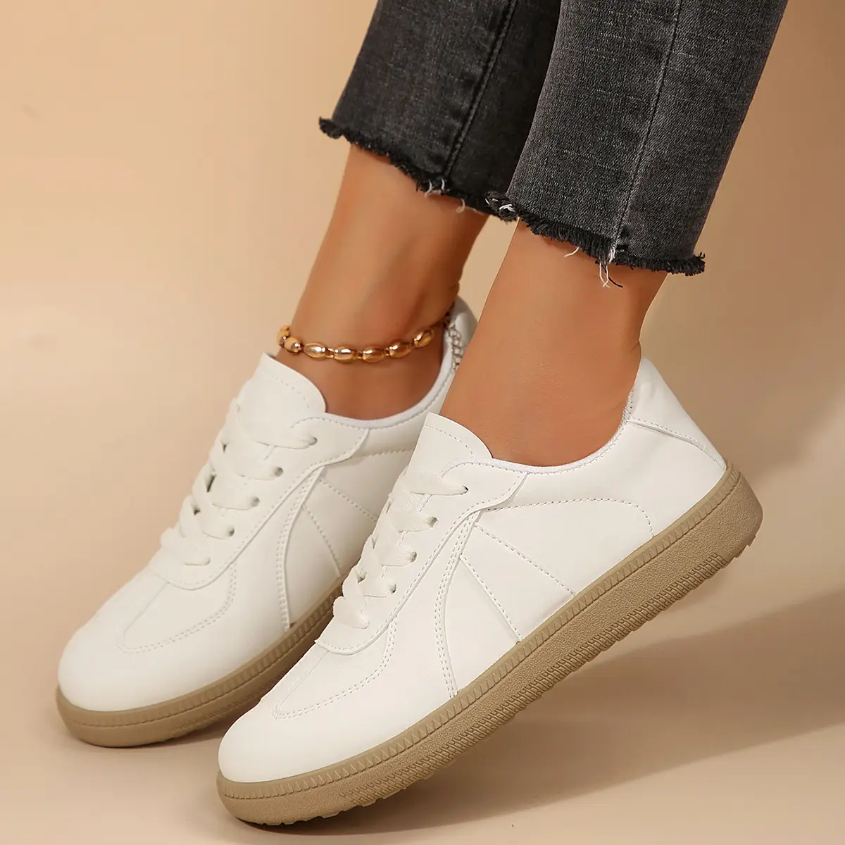 White Lace-Up Women's Summer Flats 2025 - Image 3