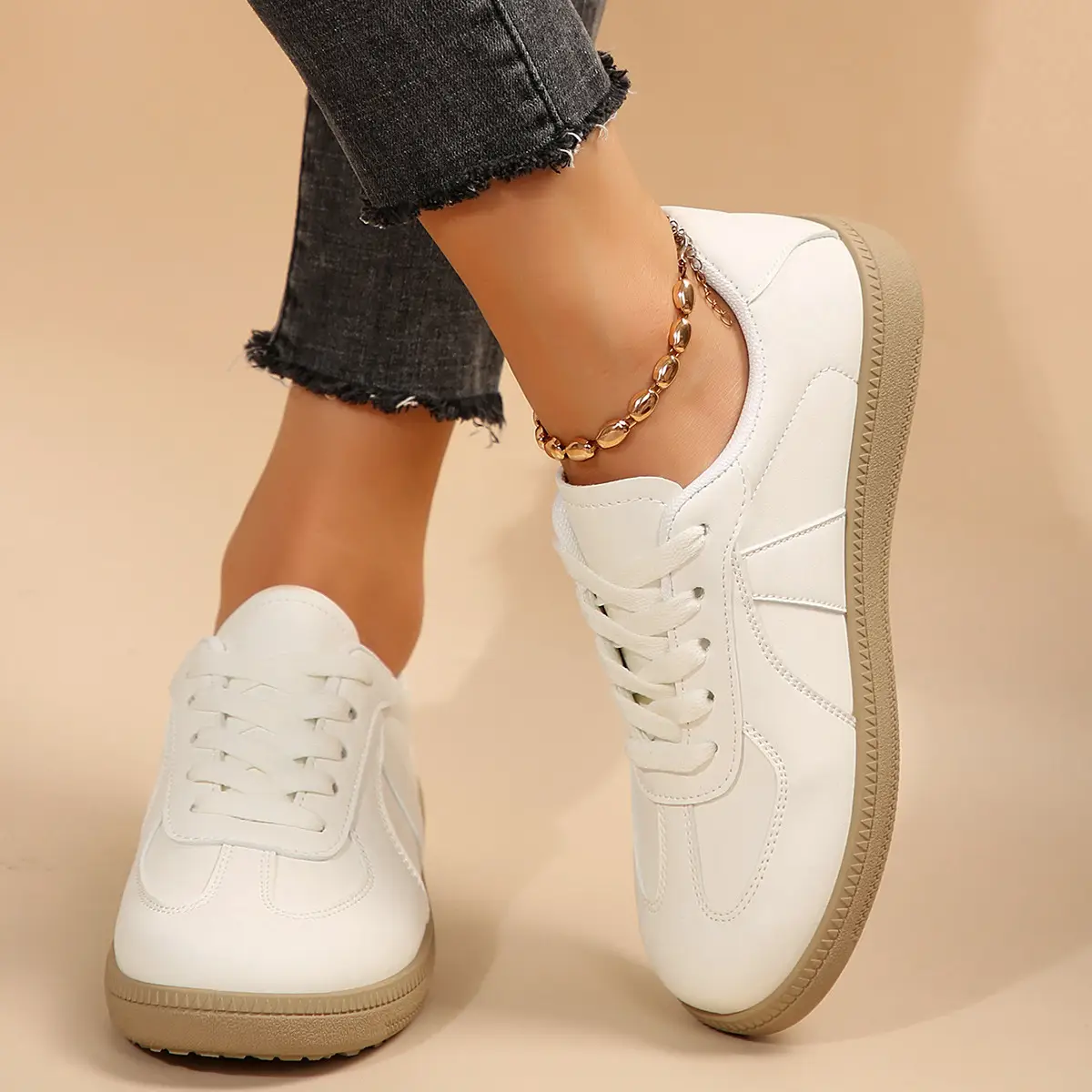 White Lace-Up Women's Summer Flats 2025 - Image 4
