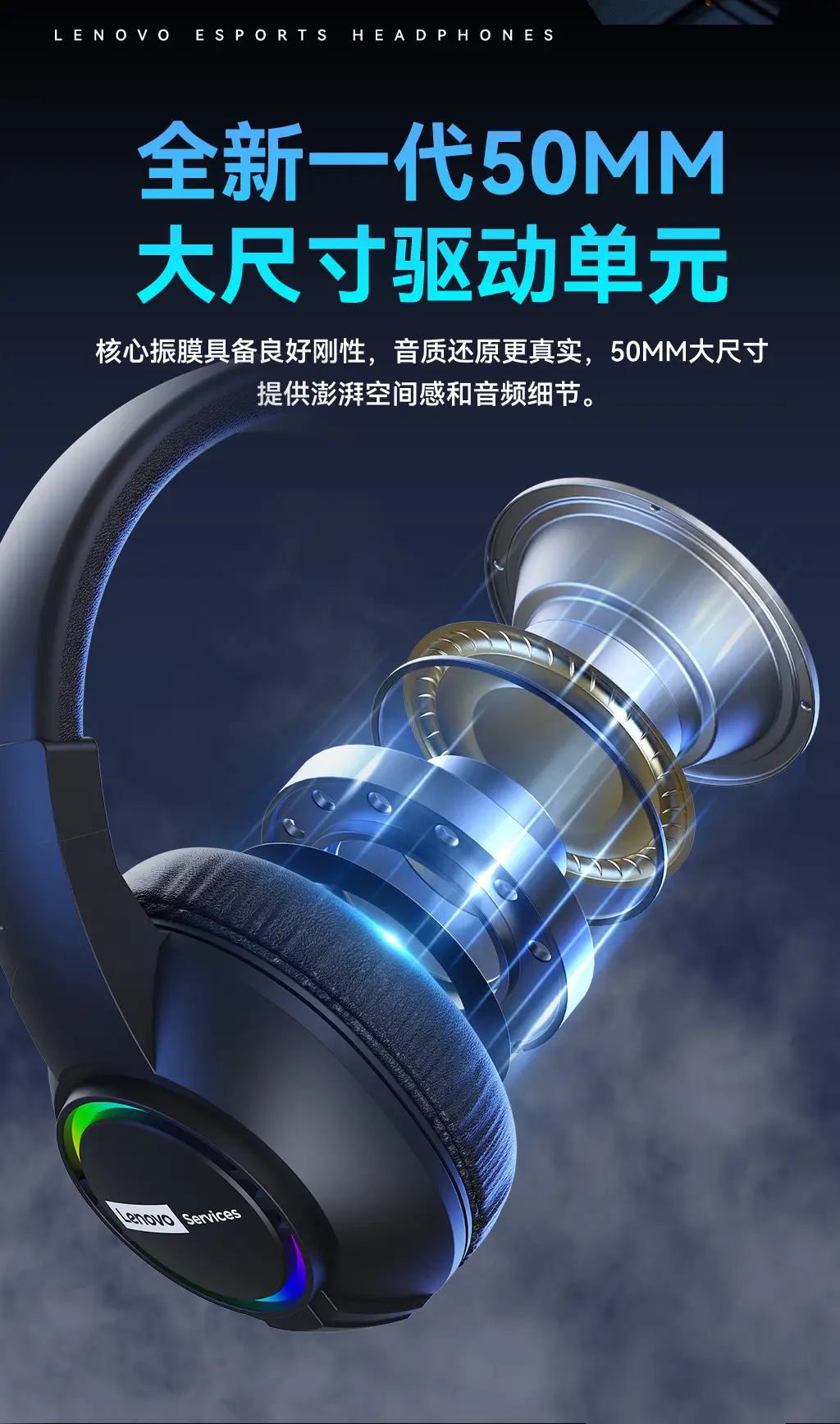 White Gaming Headset with Microphone for E-Sports — feature 5