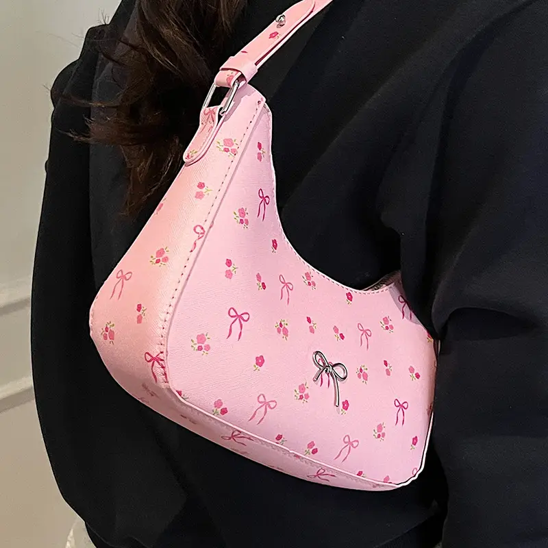Pink Sweet Print One Shoulder Armpit Bag for Women - Image 4