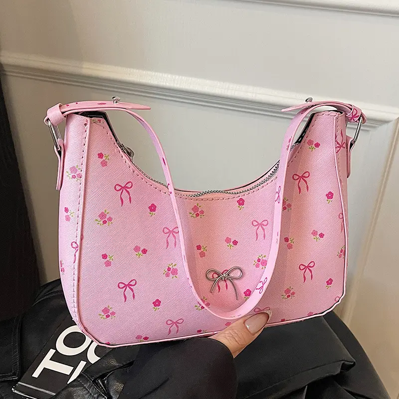 Pink Sweet Print One Shoulder Armpit Bag for Women - Image 7