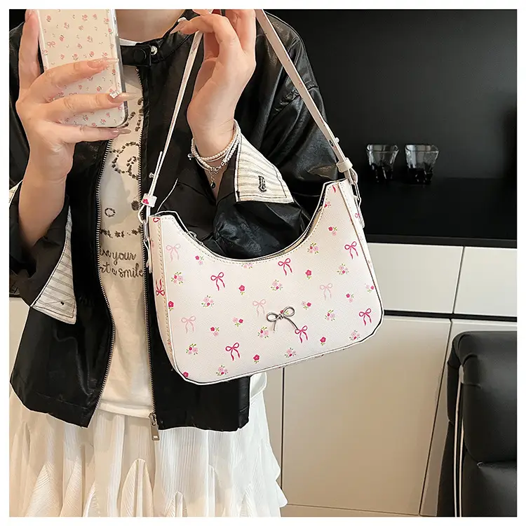 Pink Sweet Print One Shoulder Armpit Bag for Women — feature 10