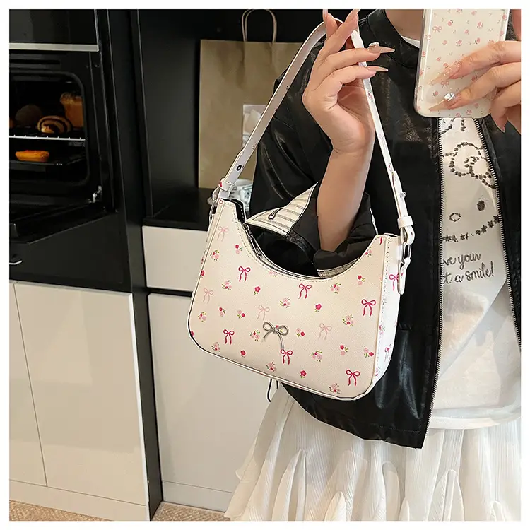Pink Sweet Print One Shoulder Armpit Bag for Women — feature 11