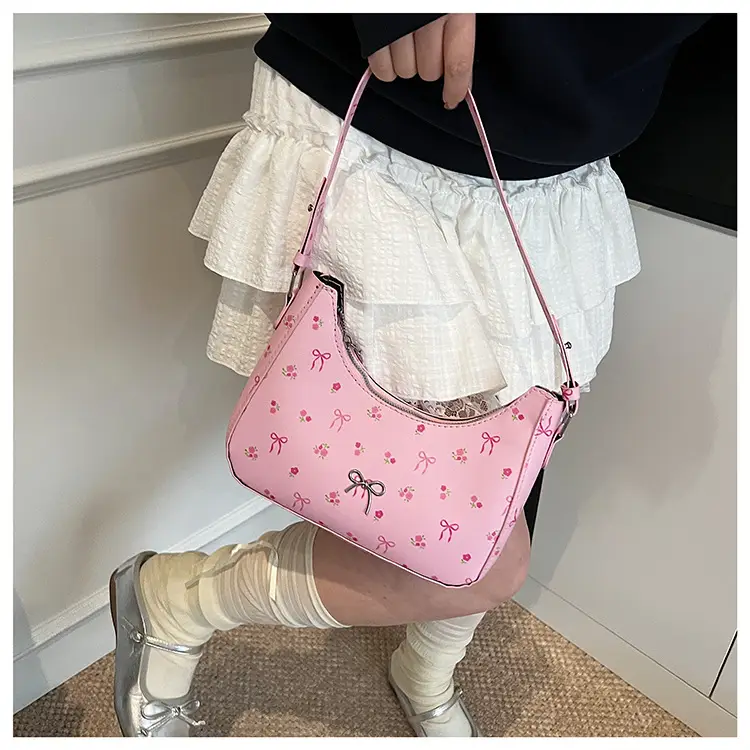 Pink Sweet Print One Shoulder Armpit Bag for Women — feature 12