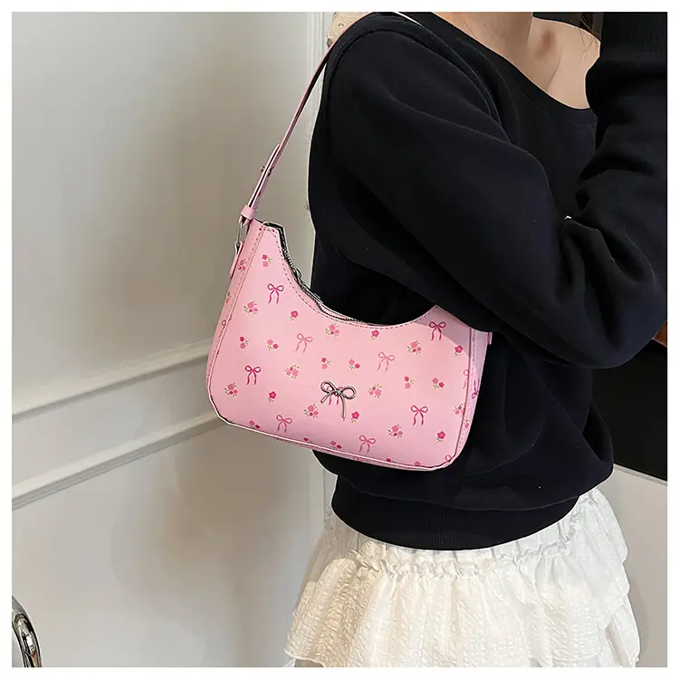Pink Sweet Print One Shoulder Armpit Bag for Women — feature 14