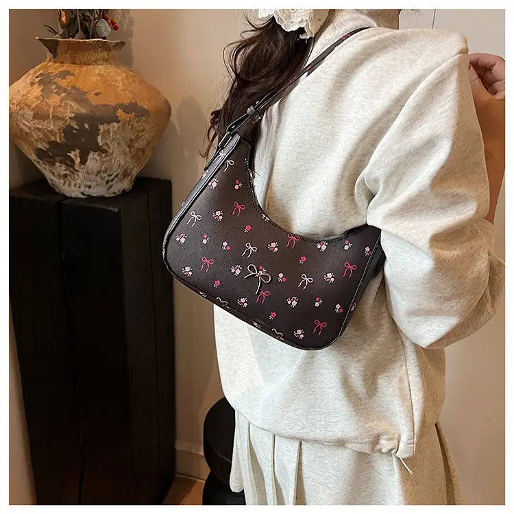 Pink Sweet Print One Shoulder Armpit Bag for Women — feature 17