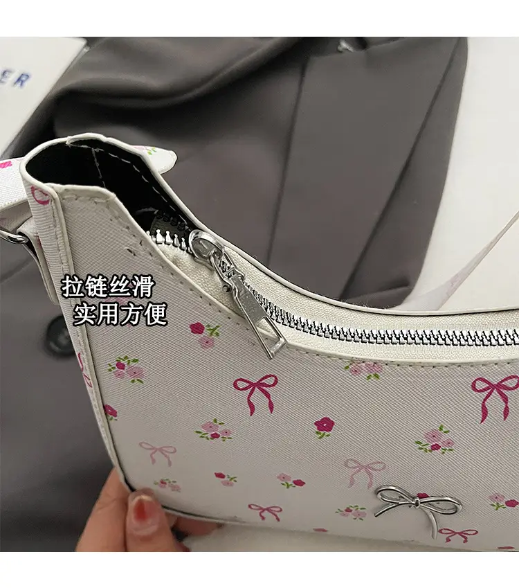 Pink Sweet Print One Shoulder Armpit Bag for Women — feature 5