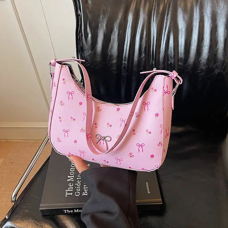 Pink Sweet Print One Shoulder Armpit Bag for Women - Image 2