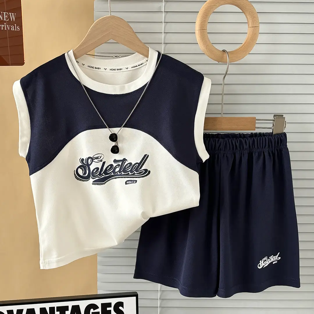 Summer Korean Style Boys T-Shirt Vest Top & Knee Pants Set - Image 5
