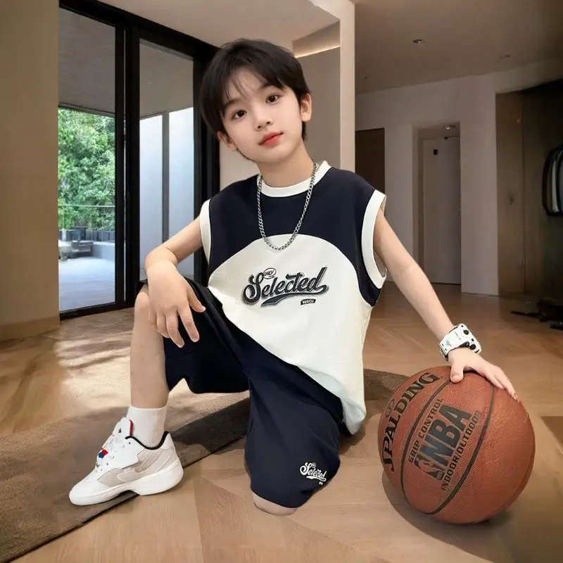 Summer Korean Style Boys T-Shirt Vest Top & Knee Pants Set — feature 10