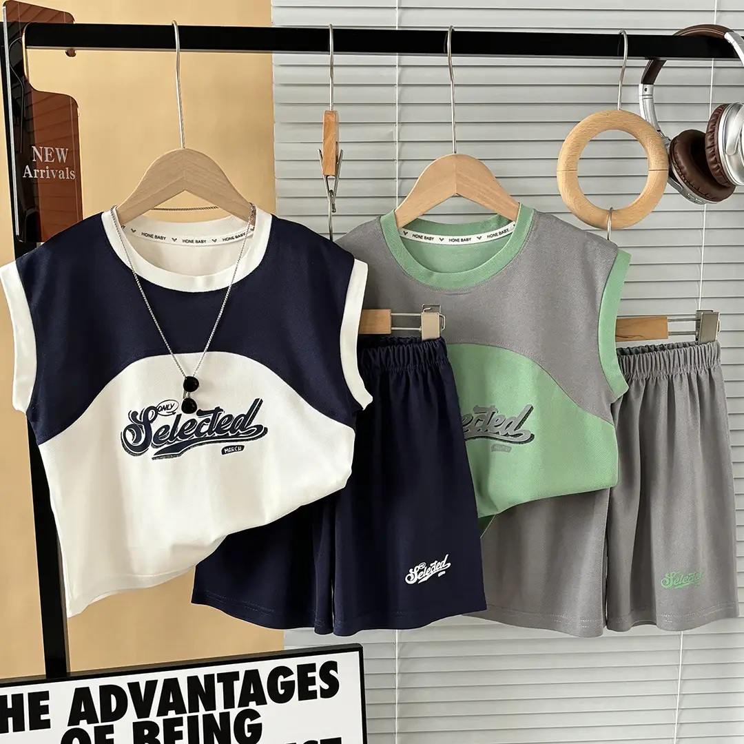Summer Korean Style Boys T-Shirt Vest Top & Knee Pants Set — feature 4