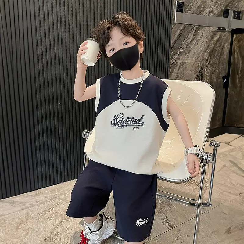 Summer Korean Style Boys T-Shirt Vest Top & Knee Pants Set — feature 6
