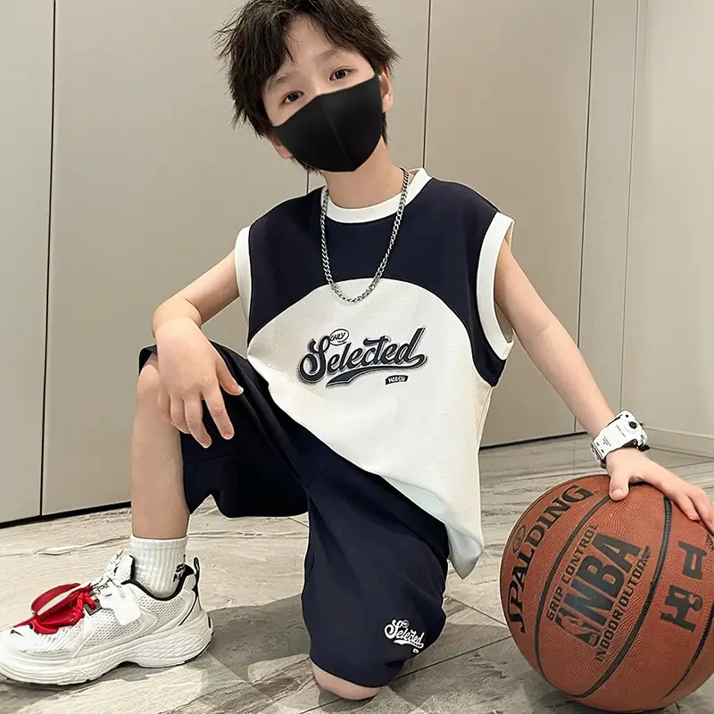 Summer Korean Style Boys T-Shirt Vest Top & Knee Pants Set — feature 7