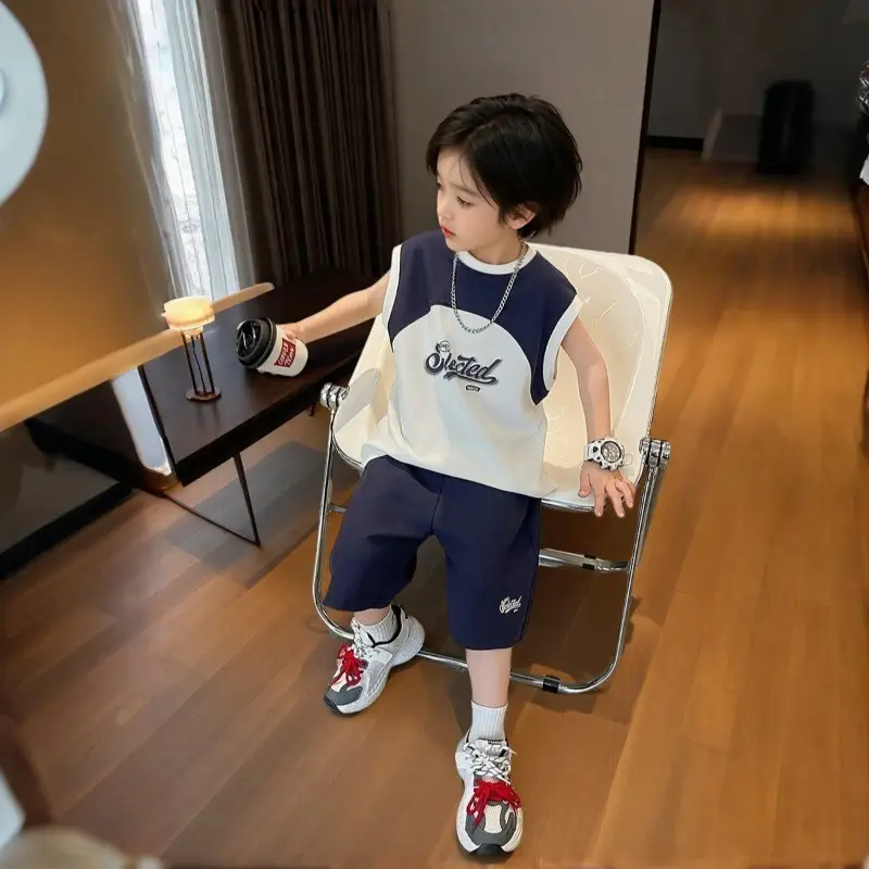 Summer Korean Style Boys T-Shirt Vest Top & Knee Pants Set — feature 9