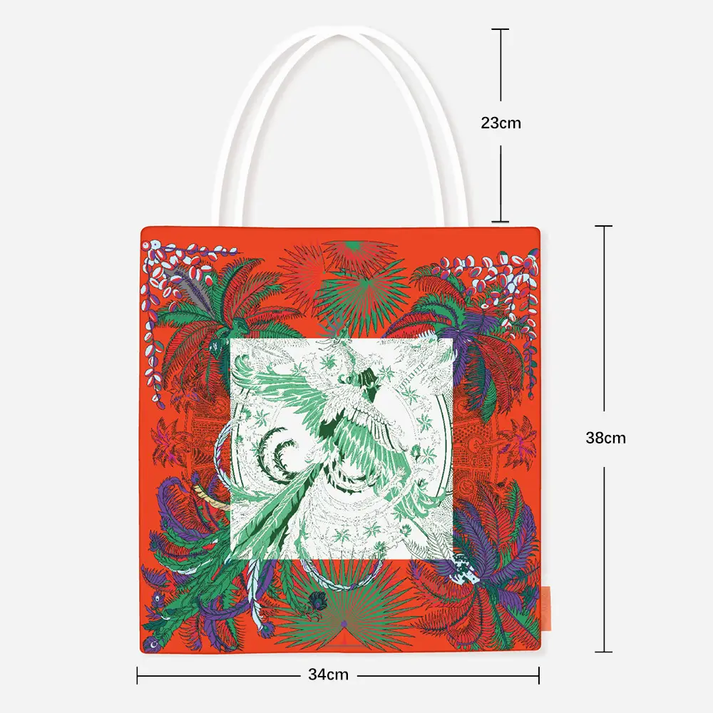Phoenix Pattern Handbag Large Capacity Red White Women's Shoulder Bag